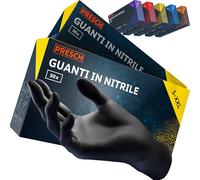 PRESCH Guanti nitrile Nero 100 pz. (XL - 10) - Guanti monouso con punta delle dita testurizzata - Senza lattice e polvere - Antistrappo con bordo arrotolato rinforzato