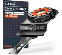 Presch Lama Multifunzione Legno e Metallo 25x10mm - Lama Starlock per sostituzione senza attrezzi - Taglio preciso con denti bimetallici e forma sfalsata - Accessorio multiutensile professionale
