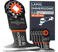 Presch Lame Multifunzione Legno e Metallo 40x65mm 5 pz. - Lame Starlock per sostituzione senza attrezzi - Tagli precisi con denti bimetalli e design Curved-Tec - Accessori multiutensile professionale