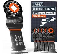 Presch Lame Multifunzione Legno e Metallo 50x32mm 5 pz. - Lame Starlock per sostituzione senza attrezzi - Tagli precisi con denti bimetallo e design Curved-Tec - Accessori multiutensile professionale