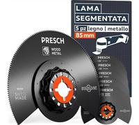 Presch Lame Multifunzione Segmenti Legno e Metallo 5 pz. 85mm - Lame Starlock per sostituzione senza attrezzi - Taglio preciso con denti bimetallici - Accessori professionale per multiutensile