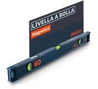 Presch Livella a bolla magnetica 60cm - Fiala infrangibile con pendenza 2% - Finestra di lettura verticale - Tappi antiscivolo innovativi - Superficie di misura precisa - Livella magnetica