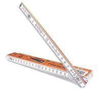 Presch Metro pieghevole da 2 metri con scala degli angoli | Legno | Arancione | Numeri grandi e facilmente leggibili | Incastro preciso | Metro legno pieghevole, metro righello con motivo di strumenti