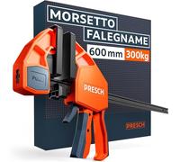 Presch Morsetto falegname 600mm - Forza di serraggio di 300 kg per un fissaggio immediato - Acciaio al carbonio e corpo rinforzato in fibra di vetro per massima stabilità - Con funzione divaricazione