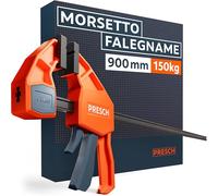 Presch Morsetto falegname 900mm - Forza di serraggio di 150 kg per un fissaggio immediato - Acciaio al carbonio e corpo rinforzato in fibra di vetro per massima stabilità - Con funzione divaricazione