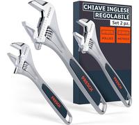 PRESCH Set di chiavi inglese regolabile - 200mm, 250mm & 300mm - Scale incisa al laser 30mm-40mm (metrica e pollice) - Fresate di precisione per una presa ottimale - Robusta chiavi a rullino ad ago