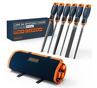 Presch Set di lime per legno e metallo 6 pezzi incl. borsa - Set di lime incl. raspa semitonda, lima piatta per ceppi, lima semitonda, lima rotonda, lima triangolare e lima quadrata