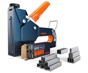 Presch Set Graffatrice Manuale 600 pz. - Fissatrice manuale con 600 graffette per legno, tessuto, mobili e cartone catramato - Attrezzo professionale