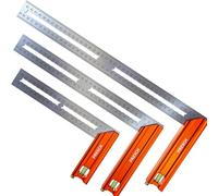 Presch Squadre da falegname Set - 200mm, 300mm & 400mm - Grande - Include calibro di marcatura antiruggine (20cm, 30cm, 40cm), livella a bolla e punta di marcatura - 90° e 45° - Squadre falegnameria