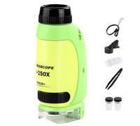 Preschool STEM Project Toy, Small Educational Microscope for Student Science Lab | Microscope portatile per bambini | Pocket 50X 250X LED Lighted Kit |