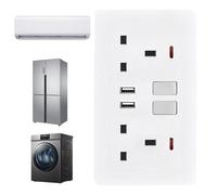 Prese a Muro,Presa Multipla - Estensione a 2 Porte con Doppio Convertitore di Carica per Ufficio Camera da Letto Cucina Esterno Casa e Bagno