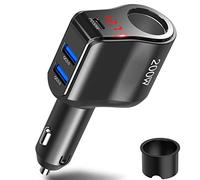 Prese Accendisigari Auto 200W: Qidoe PD 30W e QC3.0 Adattatore Sdoppiatore per Accendisigar Caricabatteria 12V con Voltmeter LED Ricarica Rapida Telefono, Cellulare, Samsung, Dashcam, GPS