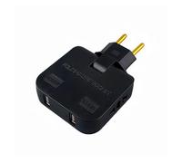 Prese CA con spina UE 4 in 1 Convertitori da USB a presa UE Rotazione di 180 gradi con 2 porte USB Presa elettrica Presa CA(Black)