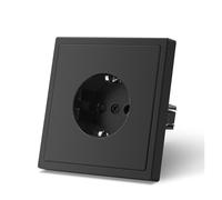 Prese di corrente a muro da 16 A, interruttori della luce a LED a parete con pulsante grande, doppia porta ricarica USB for telefono, 5 V, nero, serie E for la casa(Single Socket)
