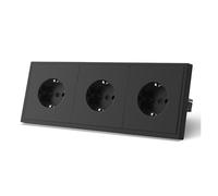 Prese di corrente a muro da 16 A, interruttori della luce a LED a parete con pulsante grande, doppia porta ricarica USB for telefono, 5 V, nero, serie E for la casa(Triple Sockets)