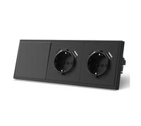Prese di corrente a muro da 16 A, interruttori della luce a LED a parete con pulsante grande, doppia porta ricarica USB for telefono, 5 V, nero, serie E for la casa(1G USB Sockets)