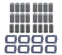 Prese Interruttori Deviatori Copriforo Supporto Telaio 3 Posti Bticino Serie Living Grigio Antracite per Impianti Elettrici (8 Supporti, 8 Prese, 16 Copriforo)