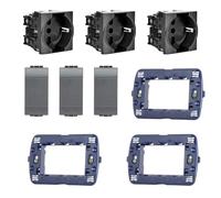 LivingLight 3 Supporto LN4703 3 Copriforo 3 Prese Unel Shuko Antracite L4140/16