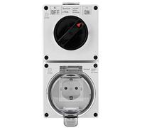 Prese Interruttori, Prese Elettriche da Muro,Presa Esterno Impermeabile IP66, Prese a Spina 16A, con Coperchio Chiudibile a Chiave, per Bagno, Garage, Piscina e Giardino, Standard Tedesco, Bianco