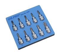 Prese per punte Torx Star maschio poco profonde da 3/8" T10 - T55 10 pezzi