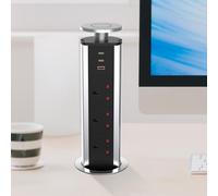 Prese pop up per piani di lavoro cucina con 3 porte USB - 2 USB C e 1 USB A | Presa pop up, presa di alimentazione da scrivania, cavo di prolunga da 1,8 m, in plastica resistente alla fiamma