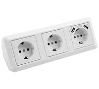 MC POWER Ciabatta elettrica ad angolo | CUP | Presa da incasso, presa USB, 3 prese USB, 230 V ~ 16 A, presa da cucina, multiuso, bianco, lucido