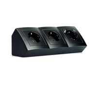 Prese sottopiano | Stile | Presa angolare a 3 vie + USB-C/A, cavo da 15 cm con morsettiera, 230 V~ / 16 A, superficie, nero opaco