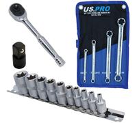 Prese Torx E femmina E4-E18 + tenditori E6-E24 1/4" cricchetto di azionamento...