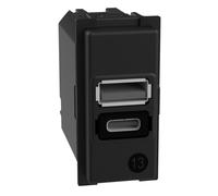 Prese USB-A + USB-C Bticino Living Now 15W 1 modulo nero - K4191AC