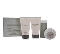 PRESENT-MORE - Set Cortesia 15 Ospiti Scent Company Milano - Fragranza Ambra Regale - Contiene: Shampoo, Gel Doccia, Sapone e Cuffia - Made in Italy - Per Hotel e B&B