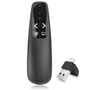 Presentatore Wireless Presenter Puntatore, Telecomando Presentazioni Powerpoint Senza-Fili, Ergonomico 2.4GHz USB A/C Pointer Penna Presentazioni per Incontro Computer Mac (Luce Rosso)