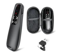 Presentatore Wireless Presenter Puntatore, Telecomando Presentazioni Powerpoint Senza-Fili, Ergonomico 2.4GHz USB A/C Pointer Penna Presentazioni per Incontro Computer Mac (Rosso)