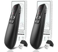 Presentatore Wireless Presenter Puntatore, Telecomando Presentazioni Powerpoint Senza-Fili, Ergonomico 2.4GHz USB A/C Pointer Penna Presentazioni per Incontro Computer Mac (2PCS Luce Rosso)