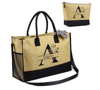 Presentimental Borsa da Donna Personalizzata con Nome Borsa da Spiaggia Grande Borse Tote Borsa Shopping con Cerniera Regalo per Signore Natale Compleanno Festa della Mamma Matrimonio (D)