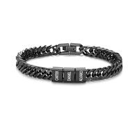Presentimental Bracciale Cubano da Uomo Personalizzato con 1-6 Nomi Regalo per Festa Del Papà Natale San Valentino per Uomo (Nero-3 nome)