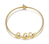 Presentimental Bracciale Cuore Personalizzato Bracciale Donna con Nome Stone Gioielli Mamma Figlia Regalo per la Festa della Mamma Natale San Valentino Bracciale in Argento Oro (oro-3 name)