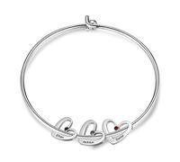 Presentimental Bracciale Cuore Personalizzato Bracciale Donna con Nome Stone Gioielli Mamma Figlia Regalo per la Festa della Mamma Natale San Valentino Bracciale in Argento Oro (argento-3 name)