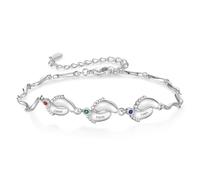 Presentimental Bracciale da Donna Personalizzato con Nome Pietra di Nascita Bracciale Piedi di Bambino Infinity Bracciale di famiglia Regalo per Mamma Figlia Natale Festa della mamma (3 nome)