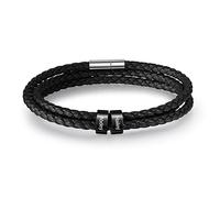 Presentimental Bracciale in Pelle Nera da Uomo 1-5 Nome Bracciali Personalizzati da Uomo Regalo per Festa Del Papà Natale San Valentino (C, 1 Nome)