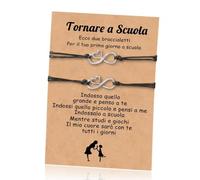 Presentimental Braccialetto Madre Figlia per il Primo Giorno di Scuola 2026 - Set Braccialetti con Biglietto - Regolabile Ciondolo in Acciaio inossidabile Regalo Inizio Scuola Mamma e Figlio
