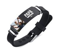 Presentimental Bracciali da Uomo Personalizzati Bracciale in Pelle con 1-6 Nomi Foto Regali per Papà Festa del papà Natale (1 Nomi)