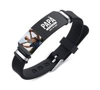 Presentimental Bracciali da Uomo Personalizzati Bracciale in Pelle con 1-6 Nomi Foto Regali per Papà Festa del papà Natale (2 Nomi)