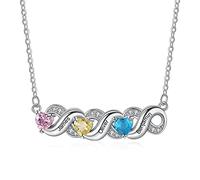 Presentimental Collana da Donna Personalizzata Collana Infinity con Nome e Pietra di nascita Gioielli Mamma Regalo per la Festa della mamma Natale San Valentino Compleanno (3 names)