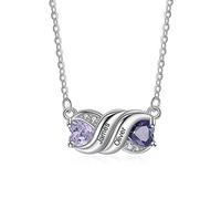 Presentimental Collana da Donna Personalizzata Collana Infinity con Nome e Pietra di nascita Gioielli Mamma Regalo per la Festa della mamma Natale San Valentino Compleanno (2 names)
