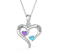 Presentimental Collana Donna Personalizzata con 2 nomi Incisi Argento Sterling 925 Ciondolo a Cuore Gioielli Donna per Mamma Moglie Fidanzata Regali di San Valentino Natale Festa Della Mamma