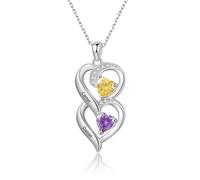Presentimental Collana Donna Personalizzata con 2 nomi Incisi Argento Sterling 925 Ciondolo a Cuore Gioielli Donna per Mamma Moglie Fidanzata Regali di San Valentino Natale Festa Della Mamma (2 stone)