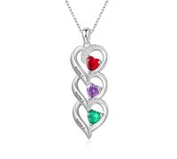 Presentimental Collana Donna Personalizzata con 2 nomi Incisi Argento Sterling 925 Ciondolo a Cuore Gioielli Donna per Mamma Moglie Fidanzata Regali di San Valentino Natale Festa Della Mamma (3 stone)