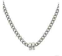 Presentimental Collana Personalizzata Uomo Catena Cuban Link in Acciaio Inossidabile con Nome Regalo Personalizzato per Papà Fidanzato Marito (Argento-2 nome)