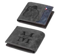 Presentimental Portafoglio Uomo Personalizzato Portafoglio Foto con Nome RFID Portafoglio Uomo Slim Porta Carte di Credito Regali di Festa del papà Natale San Valentino Compleanno (F)