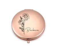 Presentimental Specchi Cosmetici Personalizzato Specchietto da Borsetta con Nome e Fiori di Compleanno Specchietti Compatti per Donne Ragazze Specchio Ingranditore Regali Personalizzati (Oro rosa)